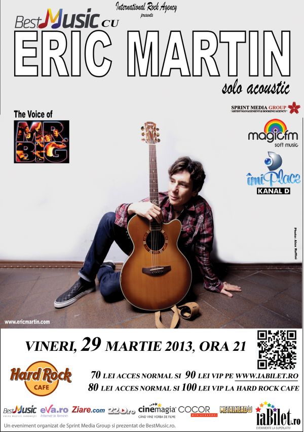 Concertul Eric Martin din Hard Rock Cafe se apropie de Sold Out